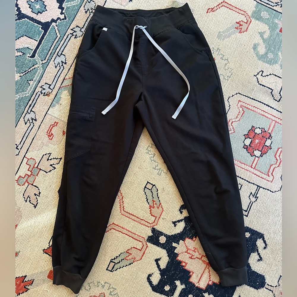 Figs High Waisted Zamora Jogger Scrub Pants Black Size Small Petite